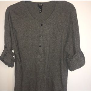 H&M Men’s Long-Sleeve Shirt (Gray/ Black) Small